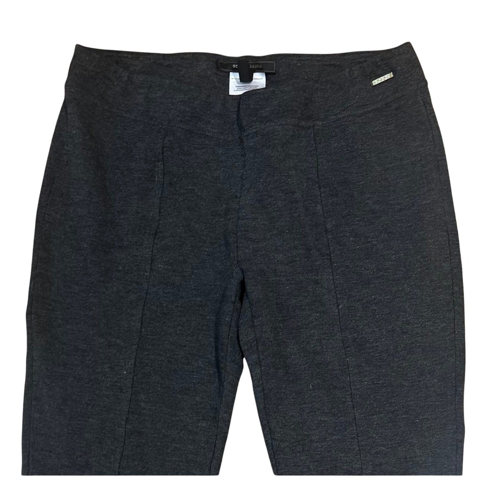 BCBGMAXAZRIA Womens Charcoal Grey‎ Ponte Knit Pintuck Slim Leg Pants Large